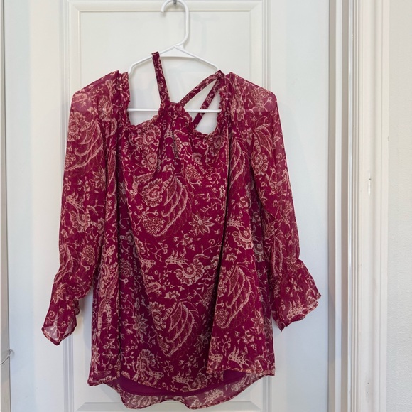INC International Concepts Tops - INC International Concepts Red Asymmetrical Flutter Sleeve
